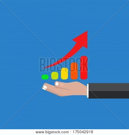 Hand holds a table rated a new vector illustration background
