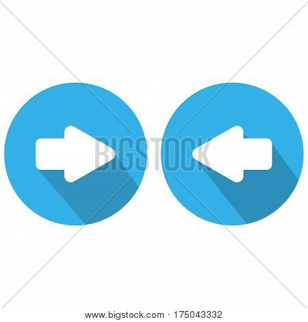 Pointer Left arrow to the right in the blue circle with shadow