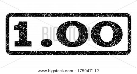 1.00 watermark stamp. Text tag inside rounded rectangle with grunge design style. Rubber seal stamp with unclean texture. Vector black ink imprint on a white background.