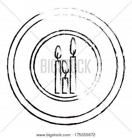 figure round emblem with canddles icon, vector illustraction design