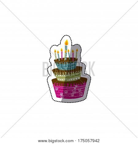 color big cake party with canddles icon, vector illustraction design