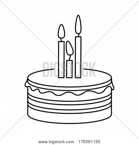 silhouette party cake with canddles icon, vector illustraction design