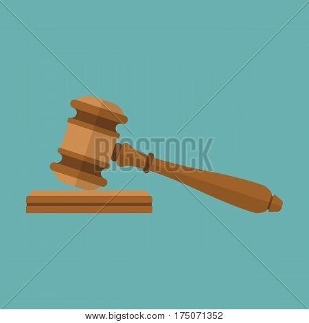 Judge gavel icon. Auction hammer. Isolated on background. Vector illustration of a flat design. Symbol law.