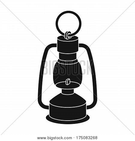 A gas lamp.The lighting device of miners.Mine Industry single icon in black style vector symbol stock web illustration.
