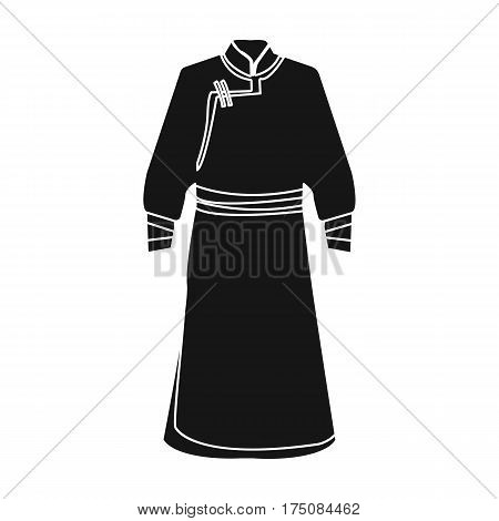 Blue Bathrobe of Mongolians.Fragment nominalnog clothes of Mongolia.Mongolia single icon in black style vector symbol stock web illustration.