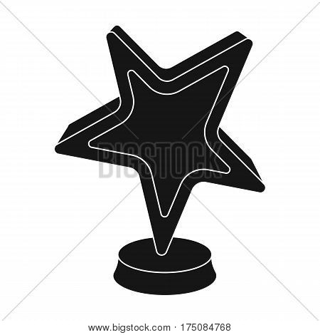 Gold award in the shape of a star.The prize for best role in an action film.Movie awards single icon in black style vector symbol stock web illustration.