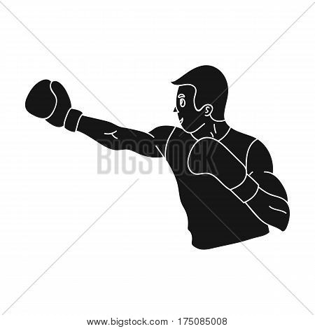 Brown boxer in Boxing gloves.The active sport of Boxing.active sports single icon in black style vector symbol stock web illustration.