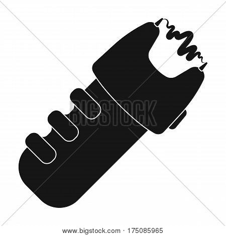 Taser icon in black design isolated on white background. Police symbol stock vector illustration.