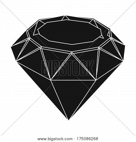 Diamond icon in black design isolated on white background. Precious minerals and jeweler symbol stock vector illustration.