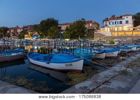 SOZOPOL, BULGARIA - JULY 11, 2016: Amazing Sunset at the port of Sozopol, Burgas Region, Bulgaria