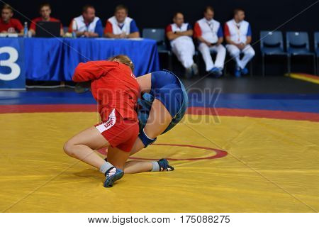 Orenburg, Russia - 29 October 2016: Girls Compete In Sambo