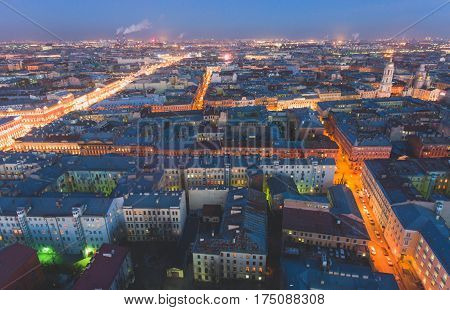Beautiful Super Wide-angle Summer Aerial View Of Saint-petersburg, Russia With Skyline And Scenery B