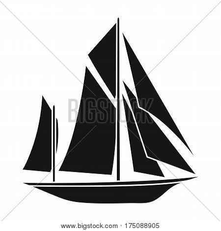 Vintage boat explorers.Sailboat on which ancient people traveled around the Earth.Ship and water transport single icon in black style vector symbol stock web illustration.