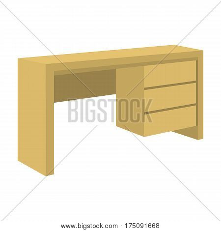A small table for writing.Wooden table on legs with drawers.Bedroom furniture single icon in cartoon style vector symbol stock web illustration.