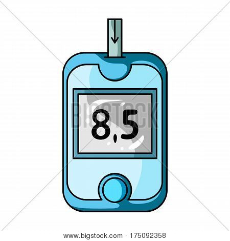 A device for measuring the level of blood sugar.Equipping the patient with diabetes.Diabetes single icon in cartoon style vector symbol stock web illustration.