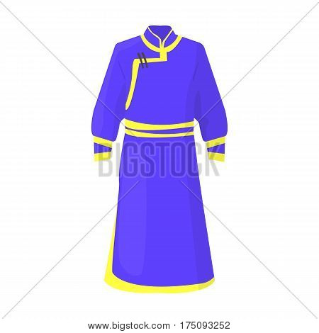 Blue Bathrobe of Mongolians.Fragment nominalnog clothes of Mongolia.Mongolia single icon in cartoon style vector symbol stock web illustration.