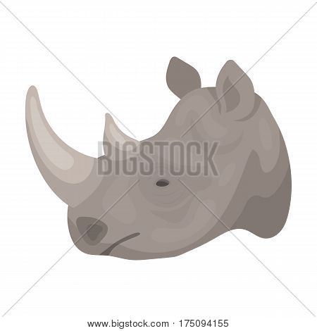 Rhinoceros icon in cartoon design isolated on white background. Realistic animals symbol stock vector illustration.