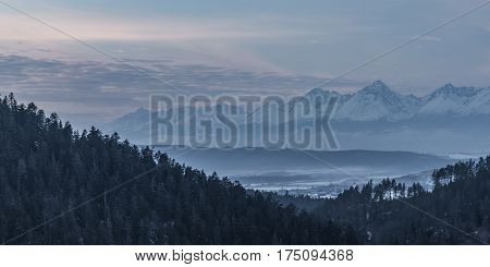 Vysoke Tatry Mountains In Winter Time From Tomasovsky View