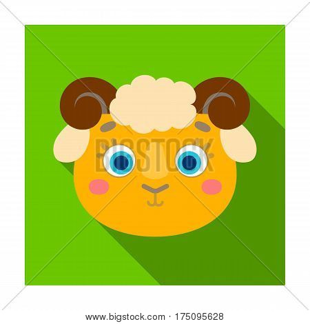 Ram muzzle icon in flat design isolated on white background. Animal muzzle symbol stock vector illustration.