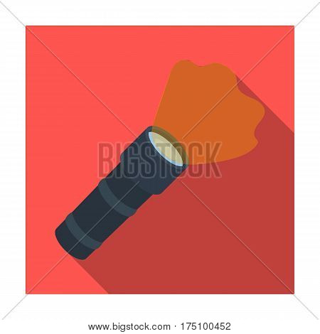 Flashlight icon in flat design isolated on white background. Police symbol stock vector illustration.