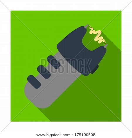 Taser icon in flat design isolated on white background. Police symbol stock vector illustration.