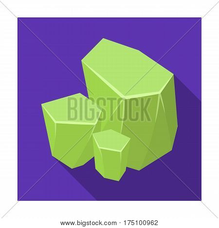 Light green rough gemstone icon in flat design isolated on white background. Precious minerals and jeweler symbol stock vector illustration.