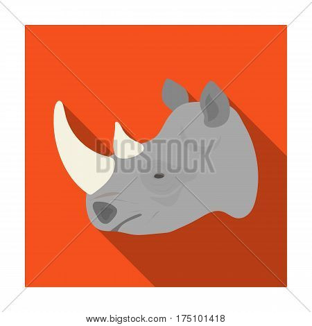 Rhinoceros icon in flat design isolated on white background. Realistic animals symbol stock vector illustration.