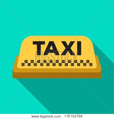 Yellow checker taxi with logo.Equipment taxi station for identification car. Taxi station single icon in flat style vector symbol stock web illustration.
