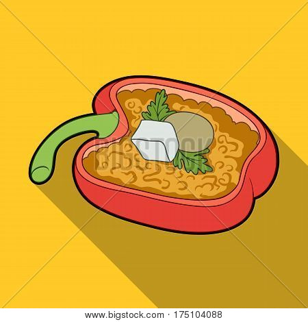 Red sweet pepper stuffed with vegetables.Healthy vegetarian dish.Vegetarian Dishes single icon in flat style vector symbol stock web illustration.
