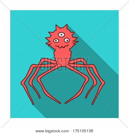 Red virus icon in flat design isolated on white background. Viruses and bacteries symbol stock vector illustration.