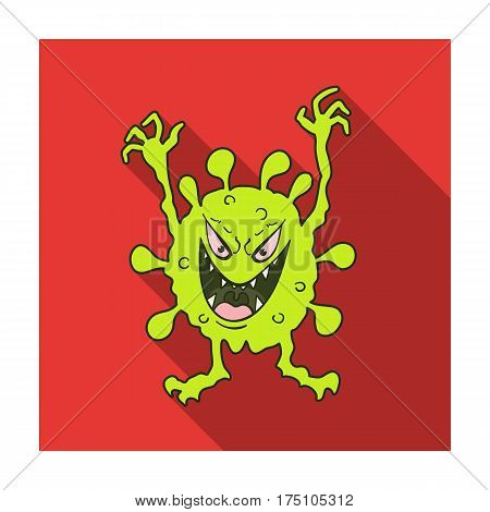 Green virus icon in flat design isolated on white background. Viruses and bacteries symbol stock vector illustration.
