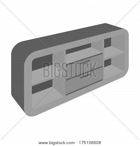Wooden Cabinet with lockers and cupboards.TV stand.Bedroom furniture single icon in monochrome style vector symbol stock web illustration.