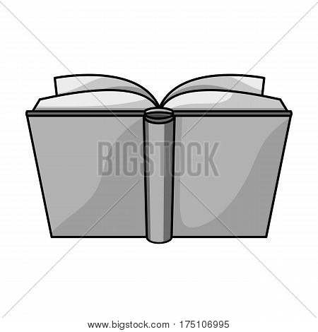 Blue opened book icon in monochrome design isolated on white background. Books symbol stock vector illustration.