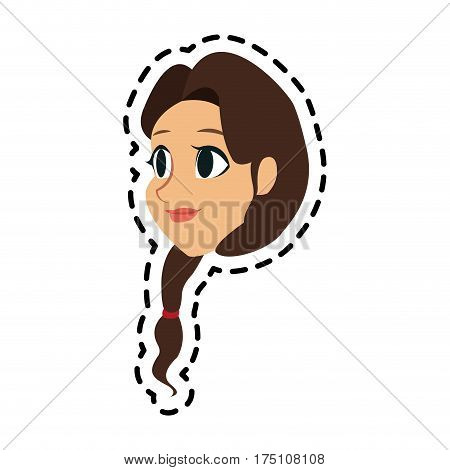 face of young woman with braid  icon image vector illustration design