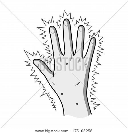 The arm of the patient with diabetes.Hand with eczema from diabetes.Diabetes single icon in monochrome style vector symbol stock web illustration.