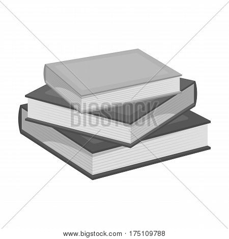 Stack of books icon in monochrome design isolated on white background. Library and bookstore symbol stock vector illustration.