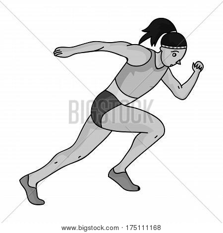 The girl is engaged in athletics.The Olympics in athletics.Olympic sports single icon in monochrome style vector symbol stock web illustration.