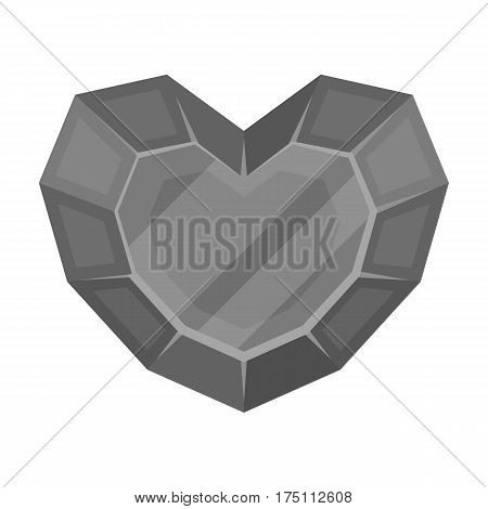 Heart-shaped gemstone icon in monochrome design isolated on white background. Precious minerals and jeweler symbol stock vector illustration.