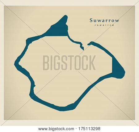 Modern Map - Suwarrow Ck Illustration Silhouette