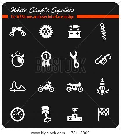 moto racing white simple symbols for web icons and user interface design