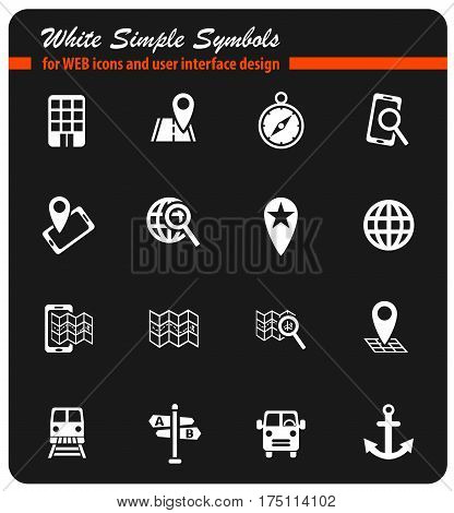 navigation ransport map web icons for user interface design