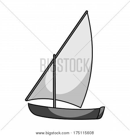 Little river sailing for fun.The boat which sails through the wind.Ship and water transport single icon in monochrome style vector symbol stock web illustration.