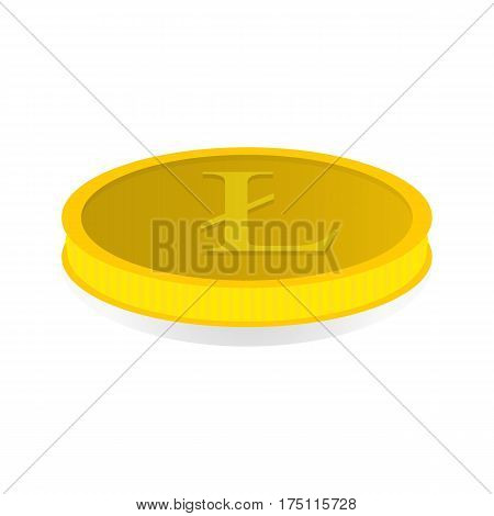 Vector illustration of a gold coin with the symbol cryptocurrency Litecoin.