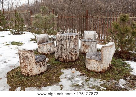 Self-made Wooden Furniture On The Street