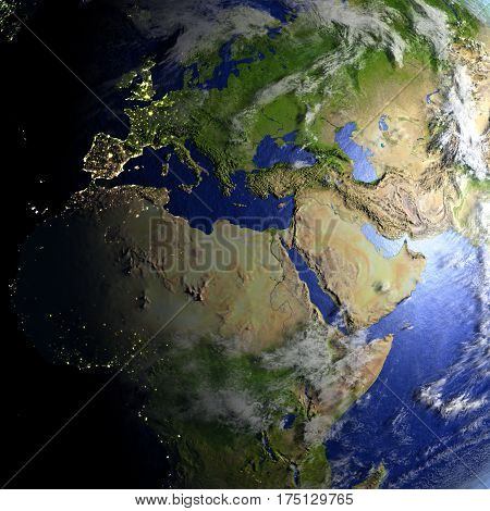 Emea Region On Realistic Model Of Earth