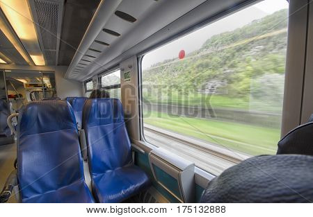 Point of view of a passenger on the train