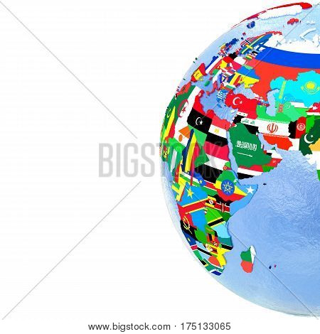 Emea Region On Political Globe With Flags