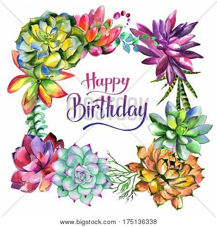 Wildflower succulentus flower frame in a watercolor style isolated. Full name of the plant: succulentus. Aquarelle wild flower for background, texture, wrapper pattern, frame or border.