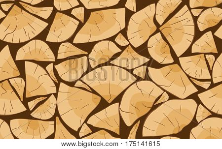 Pile of firewood logs seamless pattern background vector illustration