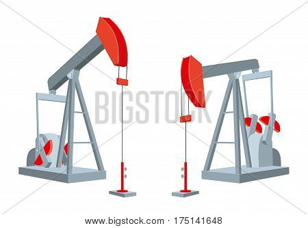 Oil pump isolated - petroleum industry equipment vector illustration